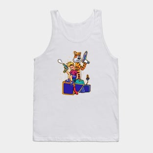 Calvin and Hobbes Playing the Smoke Gun Game Tank Top